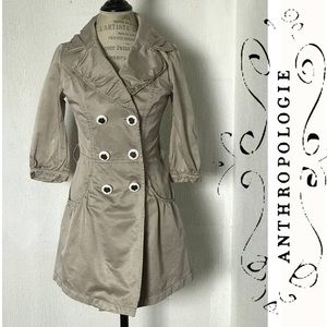 Anthropologie Tan Double Breasted Coat By Murmur